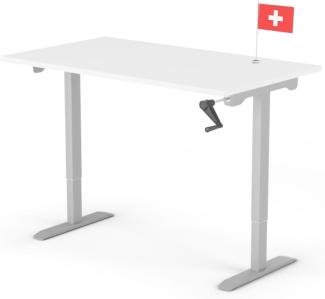 manuell höhenverstellbarer Schreibtisch EASY 140 x 80 cm - Gestell Grau, Platte Weiss