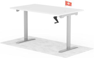 manuell höhenverstellbarer Schreibtisch EASY 140 x 80 cm - Gestell Grau, Platte Weiss