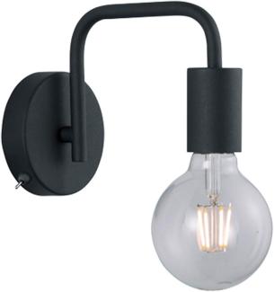 Minimalistische LED Wandleuchte mit Stecker und Schalter, Schwarz Höhe 15cm