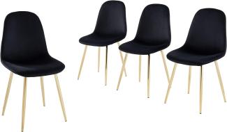 BAÏTA Lena OR Set mit 4 Stühlen, Samt schwarz, L44cm