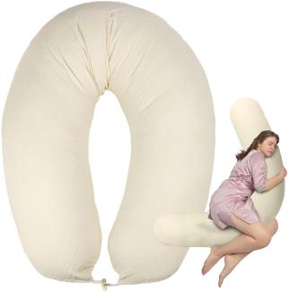 sei Design Stillkissen XXL Musselin Bezug 190x30 Stillkissenbezug 100% Bio-Baumwolle Schwangerschaftskissen Seitenschläferkissen Komfortkissen Erwachsene Baby Kissen