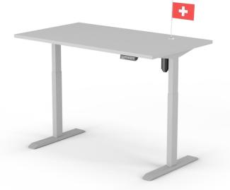 elektrisch höhenverstellbarer Schreibtisch ECO 140 x 80 cm - Gestell Grau, Platte Grau