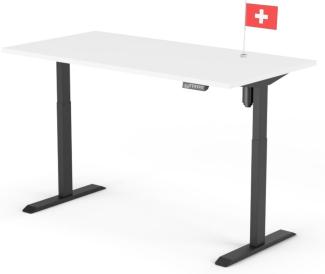 elektrisch höhenverstellbarer Schreibtisch ECO 160 x 80 cm - Gestell Schwarz, Platte Weiss