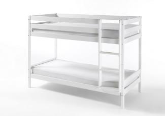 Fun Möbel 'Fonix' Etagenbett 90x200 cm, weiß, Kiefer massiv, inkl. Rollroste