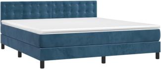 Boxspringbett mit Matratze Dunkelblau 180x200 cm Samt (Farbe: Blau)