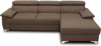 DOMO. collection Niria Ecksofa | Eckcouch mit Schlaffunktion und Rückenfunktion | Sofa L Form Couch, Schlafsofa, braun, 271x167x78 cm