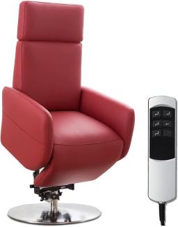 Cavadore 'Cobra' TV-Sessel/Fernsehsessel mit 2 E-Motoren, Akku und Aufstehhilfe/Relaxfunktion, Liegefunktion Rot Ergonomie S