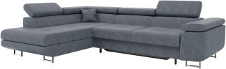 MEBLINI Schlafcouch mit Bettkasten - CARL - 272x202x63cm Links - Grau Samt - Ecksofa mit Schlaffunktion - Sofa mit Relaxfunktion und Kopfstützen - Couch L-Form - Eckcouch - Wohnlandschaft