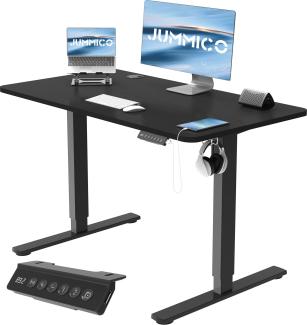 JUMMICO Höhenverstellbarer Schreibtisch 120x60 cm mit USB-Buchse und Kabelwanne, Schreibtisch Höhenverstellbar Ergonomischer Steh-Sitztisch Stehpult mit Rollen (Schwarz)