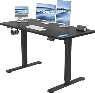 JUMMICO Höhenverstellbarer Schreibtisch 120x60 cm mit USB-Buchse und Kabelwanne, Schreibtisch Höhenverstellbar Ergonomischer Steh-Sitztisch Stehpult mit Rollen (Schwarz)