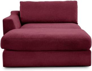CAVADORE Sofa-Modul "Fiona" Longchair mit Armteil links / XXL-Recamiere passend zur Couchgarnitur Fiona / 139 x 90 x 199 /Webstoff rot