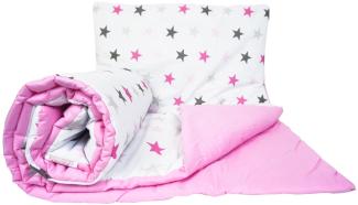 2 Stück Baby Kinder Quilt Bettdecke & Kissen Set 80x70 cm passend für Kinderbett oder Kinderwagen Muster 19