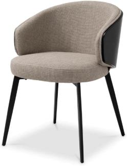 Casa Padrino Luxus Esszimmer Stuhl Grau / Schwarz 57 x 62 x H. 77 cm - Küchenstuhl mit Armlehnen - Esszimmer Möbel - Luxus Möbel - Luxus Qualität