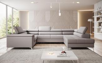 Designer Sofa Torino mit Schlaf- und Klappfunktion Stoff Beige Rechts