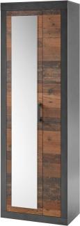 Garderobenschrank Ward in Used Wood Shabby und Matera grau Schuhschrank 65 x 201 cm