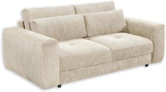 BARURA Big Sofa in Cord-Optik, Cream - Bequeme Wohnzimmer Couch - 214 x 90 (74) х 112 cm (B/H/T)