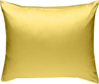 Bettwaesche-mit-Stil Mako-Satin / Baumwollsatin Bettwäsche uni / einfarbig gelb Kissenbezug 50x50 cm