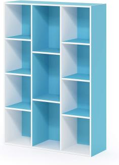 Furinno offenes Bücherregal mit 11 Fächern, holz, Weiß/Hellblau, 23. 88 x 73. 91 x 105. 92 cm