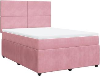 Boxspringbett mit Matratze Rosa 140x190 cm Samt 3294633