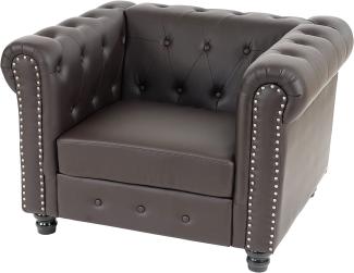 Luxus Sessel Loungesessel Relaxsessel Chesterfield Kunstleder ~ runde Füße, braun
