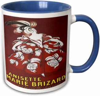 3dRose Marie Brizard Anisette, für Werbung, Poster-Two, 10,16 x 7,62 x 9,52 cm, Tasse, Keramik, Blau