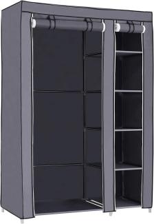 XL Garderobe Stoffschrank Faltschrank Kleiderschrank Campingschrank 175 x 110 x 45cm Grau Zwei hochrollbare Türen LSF007G