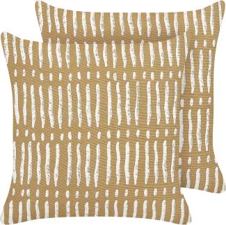 Dekokissen Streifenmuster Baumwolle sandbeige weiß 45 x 45 cm 2er Set SALIX
