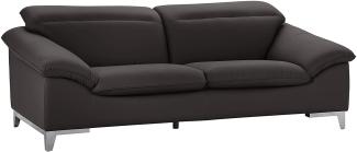 Mivano Ledercouch Teresa, Modernes 2-Sitzer-Sofa mit verstellbaren Kopfstützen, 218 x 84 x 109, Kunstleder Dunkelgrau