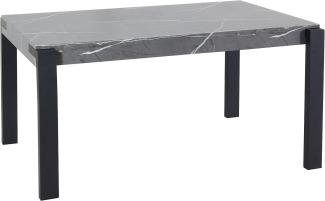 Esstisch HWC-L53, Tisch Küchentisch Esszimmertisch, Industrial Metall 140x80cm ~ Marmor-Optik grau