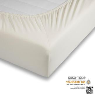 Traumhaft gut schlafen, Spannbettlaken aus Baumwolle, hohe Flexibilität dank 5%, Natur 180-190 x 180-220 cm