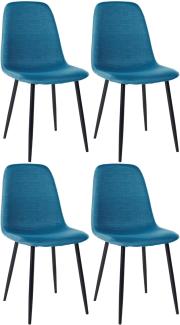 4er Set Esszimmerstühle Napier Stoff (Farbe: blau)