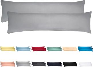Livessa Seitenschläferkissen Bezug 40 x 145 (2er Set) - Verdeckter Reißverschluss an der Langen Seite,%100 Baumwolle Jersey Stoff, Oeko-Tex Zertifiziert, Ultra weich und atmungsaktiv