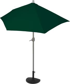 Sonnenschirm halbrund Parla, Halbschirm Balkonschirm, UV 50+ Polyester/Alu 3kg ~ 300cm grün mit Ständer