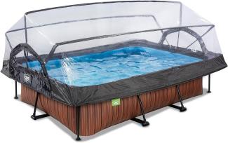 EXIT Wood Pool mit Abdeckung und Filterpumpe - braun 220x150x65cm