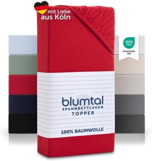 Blumtal® Basics Jersey Spannbettlaken 140x200cm -Oeko-TEX Zertifiziert, 100% Baumwolle Bettlaken, bis 7cm Topperhöhe, Rot