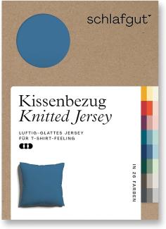 Schlafgut Knitted Jersey Bettwäsche | Kissenbezug einzeln 40x40 cm | blue-mid