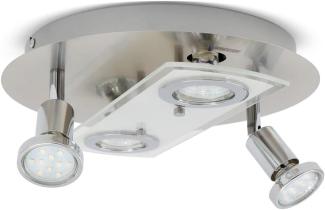 LED Decken-Leuchte rund Metall Glas Lampe Wohnzimmer Strahler 4-flammig GU10 Rund (Typ A)