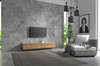 Wuun® TV-Board Lowboard Wohnwand TV-Bank Somero / 140cm /Eiche/Vita Schwarz