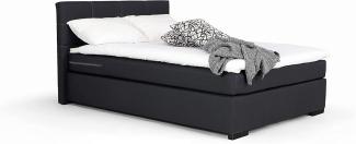 Mivano Beast Boxbett, Komfortables Bett mit Durchgehender Matratze (H3) und Topper, Flachgewebe Jam Schwarz, Liegefläche 120 x 200 cm