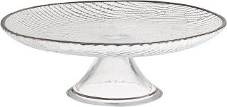 Excelsa Platinum Etagere Tortenplatte, Glas, transparent-Rand Silber, 28 x 28 x 26 cm