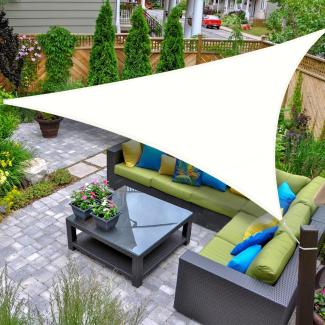 AXT SHADE Sonnensegel Wasserdicht Dreieckig 3x3x3m Wetterschutz Sonnenschutz PES Polyester mit UV Schutz für Terrasse Balkon Garten-Creme(Wir Machen Sondergrößen)