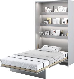 MEBLINI Schrankbett Bed Concept - Wandbett mit Lattenrost - Klappbett mit Schrank - Wandklappbett - Murphy Bed - Bettschrank - BC-02 - 120x200cm Vertikal - Grau Matt