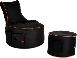 Maverick Gaming Sitzsack mit Hocker für Erwachsene und Kinder - mit USB Ausgang, Seitentaschen für Controller - Gamer Sitzsäcke für Indoor & Outdoor (Tiger orange) - BubiBag