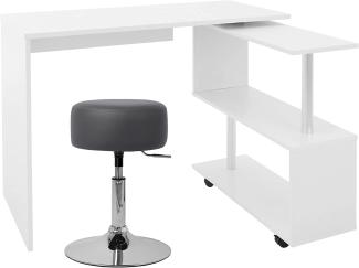Schreibtisch mit Sitzhocker 150x88x75 cm Weiß aus MDF ML-Design