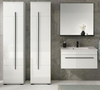 Badmöbel Set 5-teilig Design-D mit Waschbecken in Hochglanz weiß 190 x 200 cm, mit Waschbecken