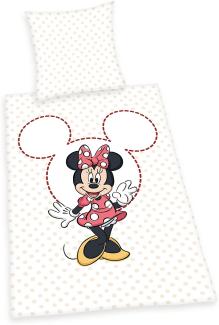 2tlg Disney Minnie Mouse Bettwäsche 100% Baumwolle Bettwäscheset Set Maus weiss