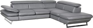 Mivano Ecksofa Prestige / Couch in L-Form mit Ottomane / Kopfteile und Armteil verstellbar / 265 x 74 x 223 / Kunstleder, dunkelgrau