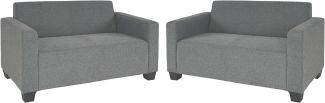 Sofa-Garnitur Couch-Garnitur 2x 2er Sofa Lyon Stoff/Textil ~ grau