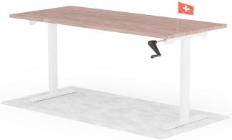 manuell höhenverstellbarer Schreibtisch EASY 180 x 80 cm - Gestell Weiss, Platte Walnuss