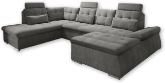 Couch NALO Sofa Schlafcouch Wohnlandschaft Bettsofa braun-schwarz U-Form links